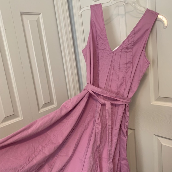 GAP Women Pleated Cotton Lined Swing Dress With Tie Belt Size SM - Picture 5 of 6